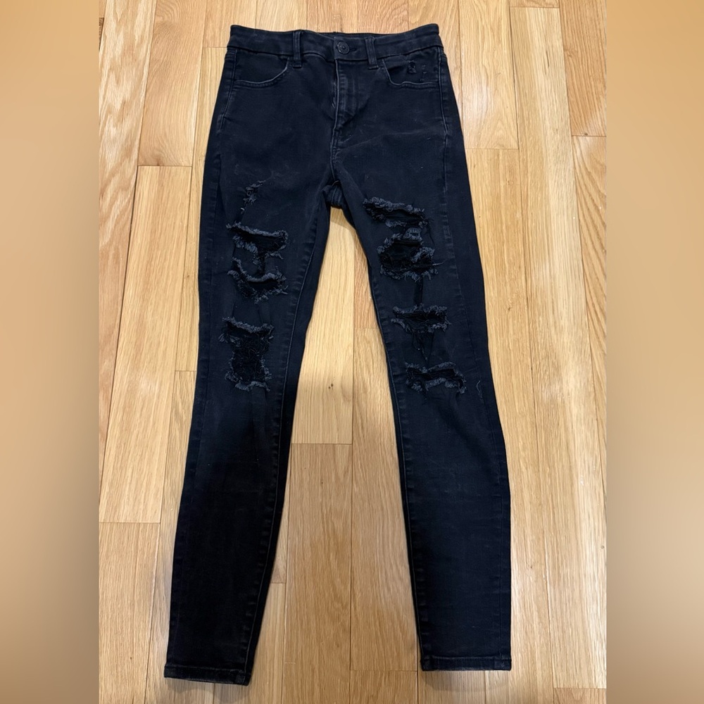 American Eagle Outfitters Black Distressed Jeans